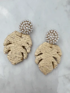Palm Leaf Wicker Earrings -Fashion Clothing Store 06186199earring 202