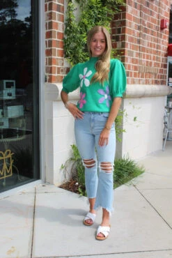 Friendly Flower Knit Top