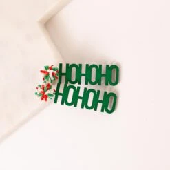 Ho Ho Ho Pom Pom Green Earring