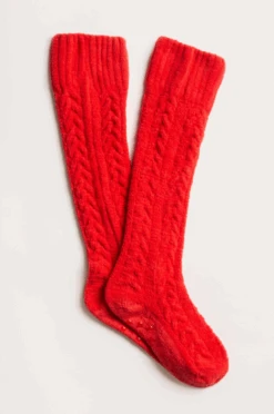 Fuzzy Scarlet Socks