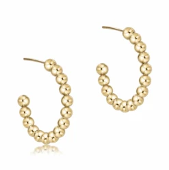 Beaded Classic 1.25" Post Hoop - 4mm Gold