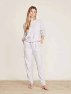 Barefoot Dreams Blocked Silver Ribbed Pant