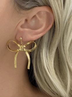 Gold Bow Earring