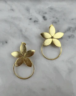 Flower Circle Gold Earrings