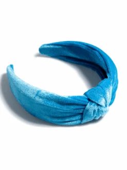 Headband Knotted Velvet Blue