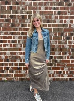 Bias Long Gold Slip Dress -Fashion Clothing Store 3a6737c0Cami