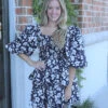 Navy Azalea Mini Floral Tiered Dress