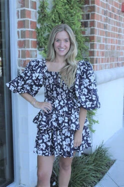 Navy Azalea Mini Floral Tiered Dress