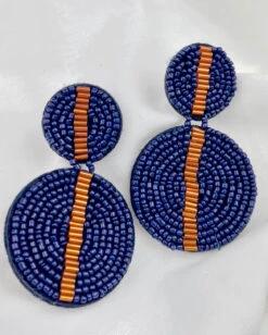 Colleen Navy/Orange Beaded Earring