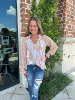 Patterned Perfection Tassel Tie Top