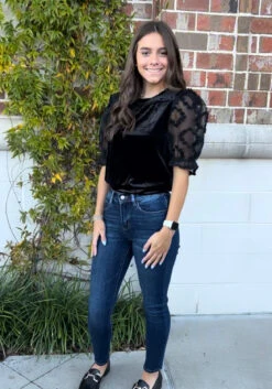 Black Velvet Textured Top