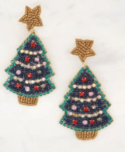 Christmas Tree Beaded Earring
