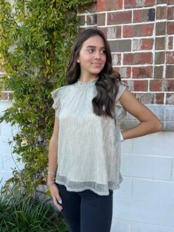 Cheers Metallic Cream Blouse