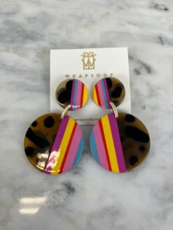 Sunshine Tienda Circle Disco Rainbow Stripe Earring
