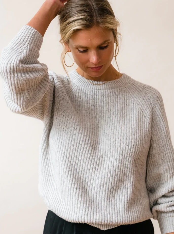 Able Rowan Rib Sweater In Grey
