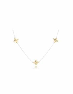 Enewton 17" Choker Simplicity Chain Beaded Signature Cross- Mixed Metal