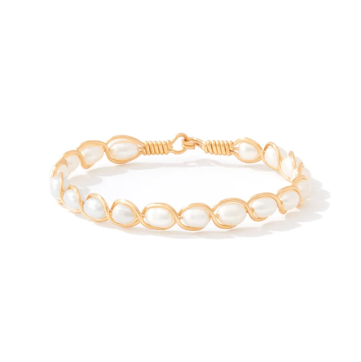 Ronaldo Natural Charm Bracelet Gold W/ White Pearls 1 Ronaldo Natural Charm Bracelet Gold W/ White Pearls