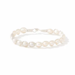 Ronaldo Natural Charm Bracelet Silver W/ White Pearls