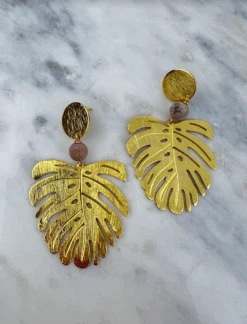 Palm Leaf Gold Earrings