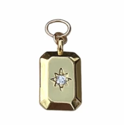 Rectangle Starburst Gold Charm