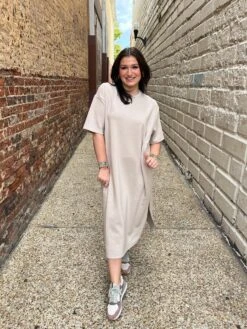 Scuba Midi Taupe Dress -Fashion Clothing Store d11238c0Taupe 20Midi 20Dress