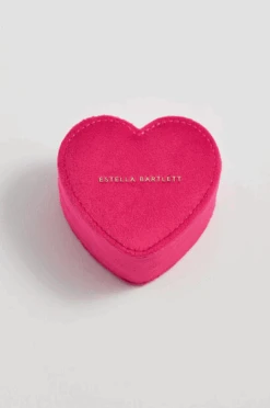 Heart Pink Velvet Jewelry Box